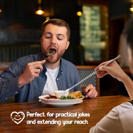 [3 PCS] Extendable Fork for Jokes, Expandable Forks, Extended/Extending/Extend, Extension from 8.7" to 25.4" Long, Stainless Steel Telescopic/Telescoping/Retractable Dinner Fork. Silver