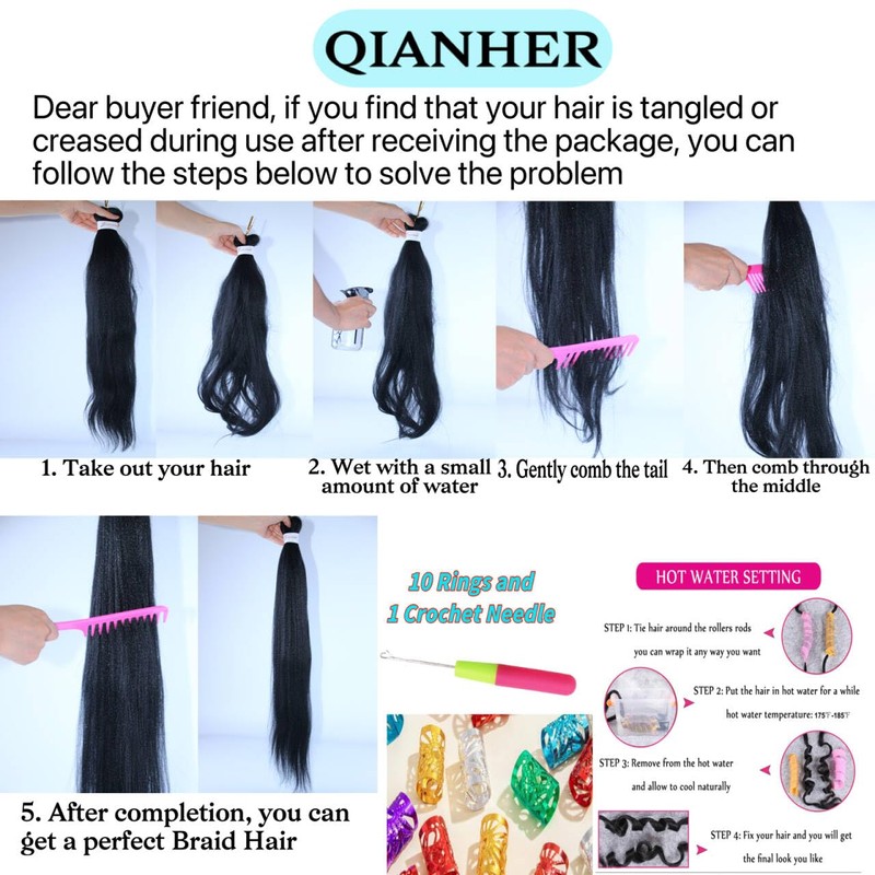 Braiding Hair Pre stretched Ginger Boho Braiding Hair 6Packs/Lot Curly