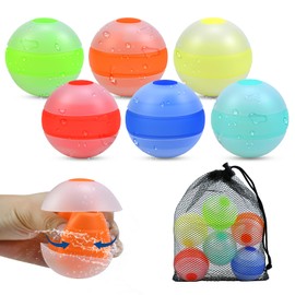 Essovee Reusable Water Balloons for Kids, Outdoor Summer Pool Beach Water Toys, Refillable Quick Fill Water Balloons for Boys and Girls Ages 3+ (6Pcs)