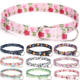 haoyueer Training Collar, No Pull Martingale Collar, Slip On Collar with Sliding Stop Ring for Small Medium Large Dogs (S, Roses)