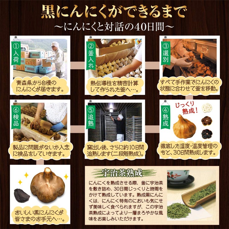 6 White Aged Black Garlic, Aomori Prefecture, Uji Tea Fermentation,