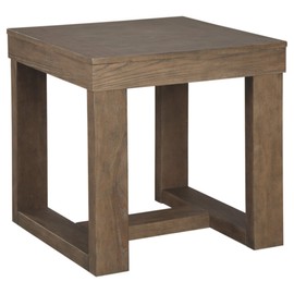 Signature Design by Ashley Cariton Contemporary Oversized Square End Table, Grayish Brown