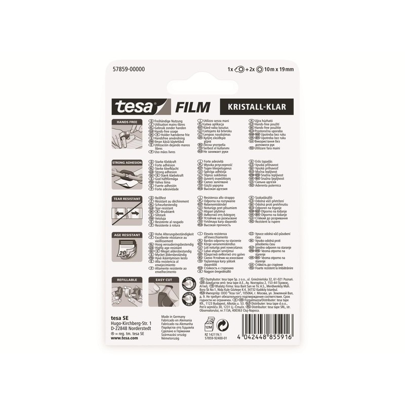 Tesa 57859-00000-00 Mini Dispenser with 2 Ddhesive Tapes - Assorted