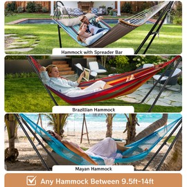 Bathonly Universal 2-Person Hammock Stand Only, 550 lb Capacity - Heavy Duty Hammock Stand Steel for Outside for 9 to 14 FT Hammocks