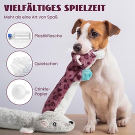 Nocciola 2 Pack Crinkle Squeaky Dog Toys Without Stuffing Soft and Indestructible Fabric Water Bottle Extra Long Plush Chew Toys for Small, Medium and Large Dogs