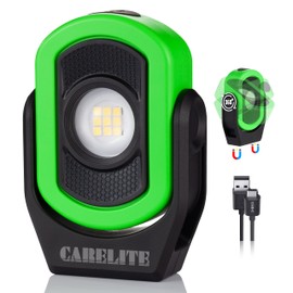 CARELITE Work Light, Magnetic Light with 3 Modes & 360° Pivoting Head, 780 Lumen Rechargeable Pocket Light for Mechanics, Jobsites and Emergency (Green)