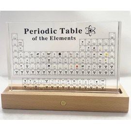 CHYHMYT Periodic Table with 83 Real Elements Sample Inside, Acrylic Stand Real Chemical Element Periodic Table Teaching Tools, Gift for Science Enthusiast, Kids, Students, Teachers (Large Size)