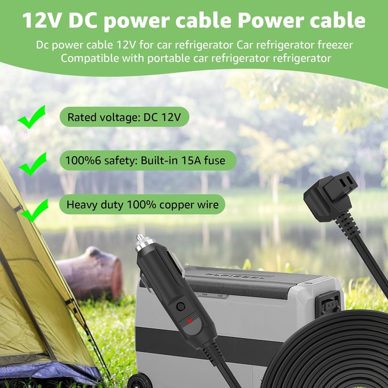 DC Car Refrigerator Power Cord Compatible with Alpicool, Bodega, Euhomy,