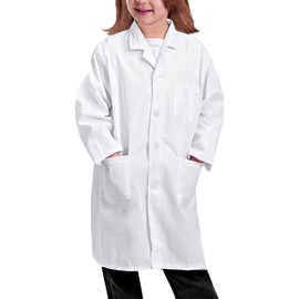 VOGRYE Lab Coat for Kids Doctor's Lab Coat for Girls and Boys (White, 140)