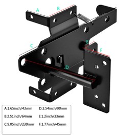 NIDAYE Self-Locking Gate Latch - Post Mount Automatic Gravity Lever Wood Fence Gate Latches with Fasteners/Black Finish Steel Gate Latch to Secure Pool