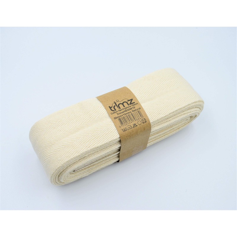 Trimz 100% Cotton Herringbone Tape 50mm x 10m