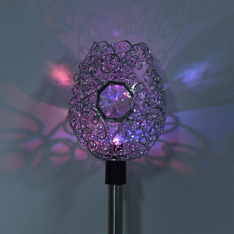 2Pcs Garden Solar Lights LED RGB Fast Charging Petal Design