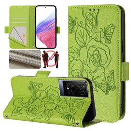 Asdsinfor Case for TCL 50 XE 5G, [RFID Blocking] 3 Card Holder Stand [Shockproof TPU Interior Case] PU Leather Magnetic Protective Flip Cover TCL 50 XE 5G, Green YBM