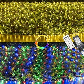 Lyhope 360 luces LED de Navidad de 12 x 5 pies, 11 modos de luces de red de Navidad de 30 V, luz blanca cálida, multicolor cambiante de malla, luces decorativas para árbol de Navidad, boda, jardín,