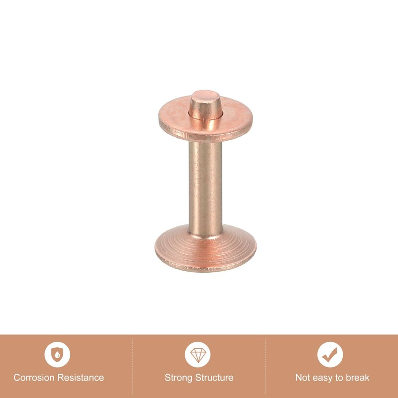 sourcing map 50 Set Copper Rivets and Burrs, 10x3.3x14mm Solid