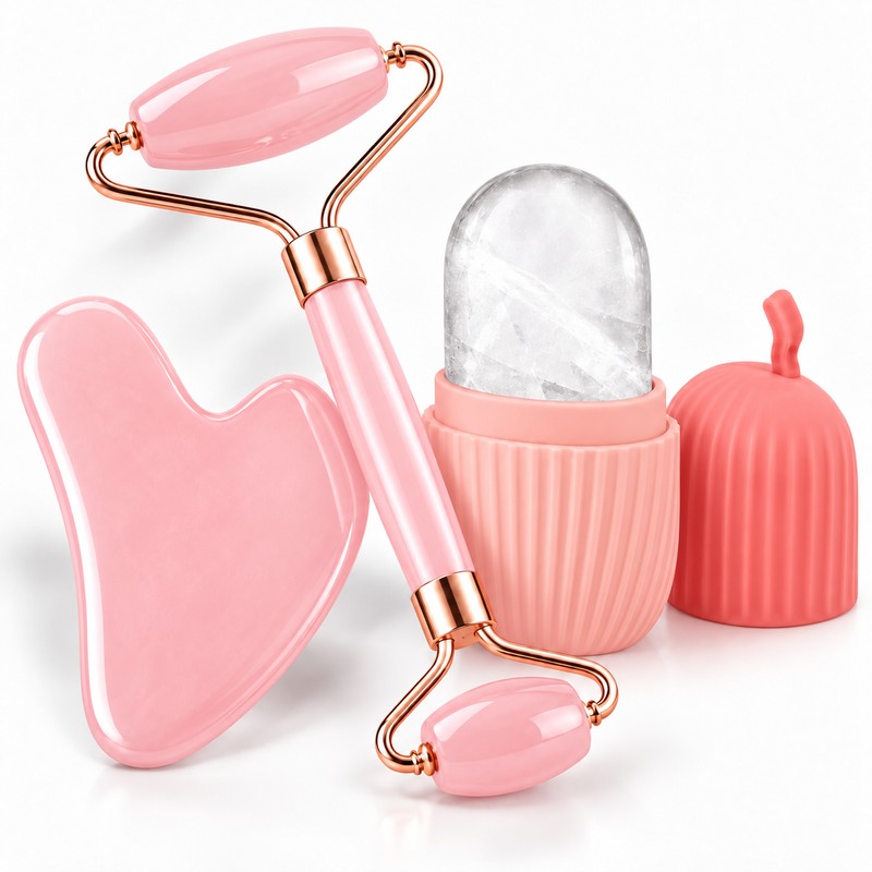 Double-Ended Face Roller for Daily Facial Massage – Dual-Size Manual
