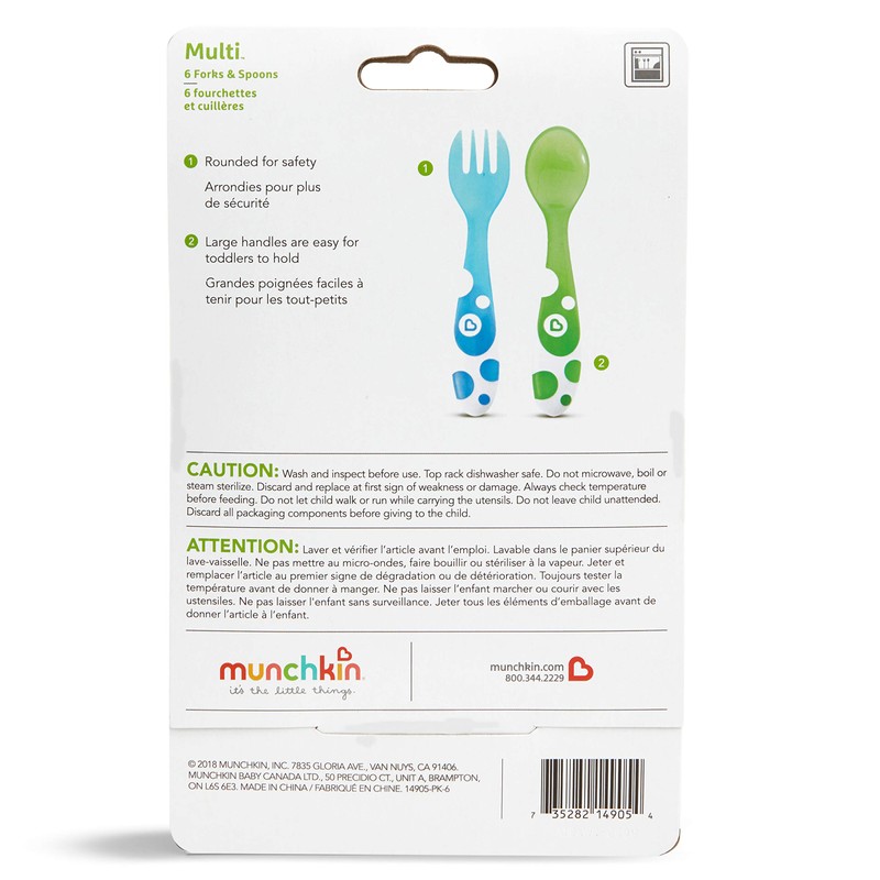 Munchkin Munchkin Multi Toddler Forks and Spoons 14905, 6 Pack