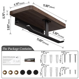 Danpoo Wall-Mounted Toilet Paper Holder with Natural Walnut Wood Shelf - Matte Black Double Roll Design, Space-Saving Bathroom Solution