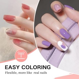 Puntas de uñas cuadradas medianas de cobertura completa - 216 uñas postizas de gel preformadas, 12 tamaños para extensiones francesas acrílicas, para 