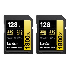 Lexar Gold Series Professional 1800x 128GB UHS-II SDXC Memory Card, 2-Pack