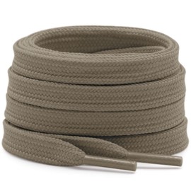 DELELE Solid Flat Shoe Laces: Hollow Thick Khaki Shoelaces for Sneakers 2 Pair 55 inch