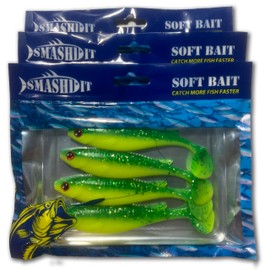 SMASHDIT Paddle Tail Shad Swimbaits with 3D Eyes, Softbait Paddletails for Soft Bait Fishing, Swim Bait Fishing Soft Plastic Lures - Saltwater Paddle Tail Shady Fluke Baits