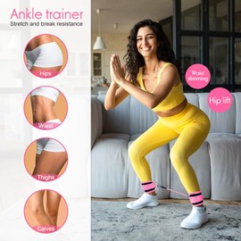 Sonicefit Ankle Resistance Bands with Cuffs, Ankle Strap with Exercise Bands for Leg Butt Training Workout Equipment, Ankle Band Fitness Equipment for Legs, Glutes (Pink)