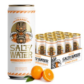 SaltyWater Electrolyte Drink, Orange – Zero Sugar Premium Hydration Drink, 10 Calories, Minerals, Taurine, B-Vitamins, Non-Carbonated - Zero Caffeine Electrolyte Sports Drink - Gluten Free - 12 Pack (12 oz)