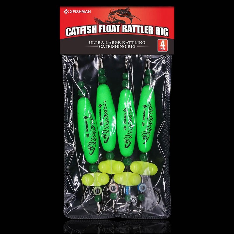 Catfish-Rig-for-Bank-Fishing-Catfishing-Tackle-Floats-with-Rattler-Santee Cooper Rig Equipment(Green-3 inch)