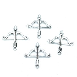 Generic 30pcs Charms Bow & Arrow Pendant Archery Necklace Tibetan Silver for DIY Craft Necklace Bracelets Keychain Jewelry Making Findings Accessories 25 X 25mm (Ancient Silver), 12.ancient Silver