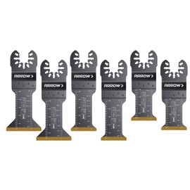 Arrow OSC201VP-6 Titanium Metal/Wood Variety Pack Oscillating Tool Blades for Metal, Wood, Wood with Nails, PVC, Copper Pipe, Drywall, Universal, Fits Most Multitools, 1-1/4, 1-1/4, 1-3/4, 6-Pack