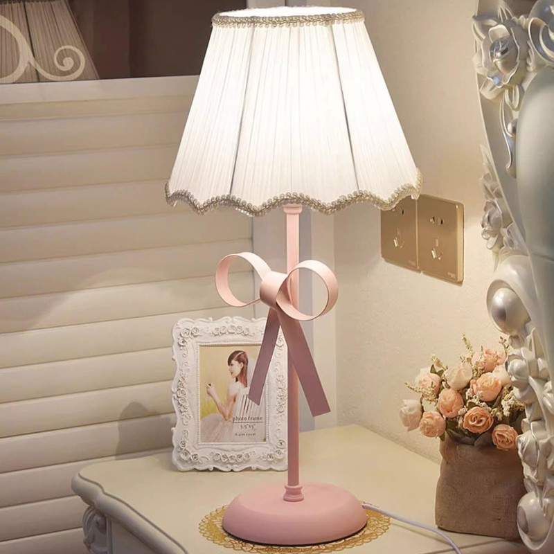 LTTKLMP Nordic White Pink Table Lamp for Girl's Bedroom Single