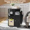 TooCust Rotating End Table with Storage, Square Rotating Side Table