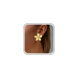 Cybche Boho White Large Flower Earrings Enamel Flower Leaf Statement Earrings Metal Cute Cherry Blossom Daisy Stud Earrings Jewellery For Women, Zinc, No Gemstone