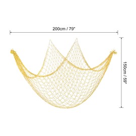 PATIKIL Fishing Net Decor, 200cm x 150cm Mediterranean Style Photography Decoration Natural Fishing Net Party Supplies for Home Bedroom, Light Yellow