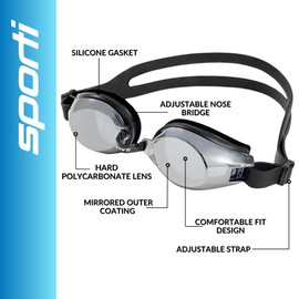 Sporti Antifog Plus Mirrored Goggle - Silver Mirror Smoke Lens/Black Frame