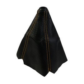 Modengzhe Universal Synthetic Leather 9-Inch Gear Shift Boot Gear Shifter Cover Carbon Fiber Pattern w Yellow Stitch