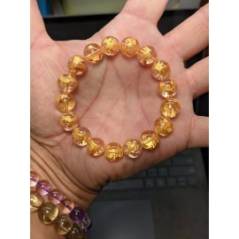 RAYON Kalgoorlie  Golden Dragon Clear Quartz Bead Bracelet Men 12mm