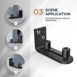 EaseLife Sliding Barn Door Bottom Floor Guide,Ball Bearings Adjustable Stay Roller,Wall Mount System,Flush Flat Bottom Design,2 Assemble Setup Options,Fit All Size Door,Black,4 Pack