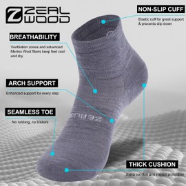 Low Cut Wool Running Socks, ZEALWOOD Merino Wool No Show Comfortable Womens Mens Hiking Moisture Wicking Fast Dry Summer Cycling Sports Athletic Ankle Socks for Women