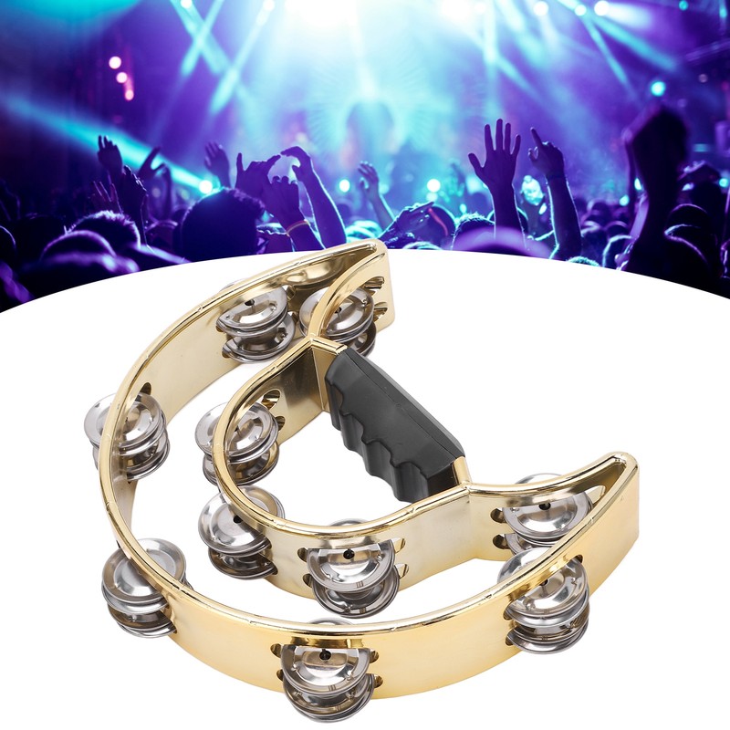Double Row Hand Tambourine Metal Tambourine with Plating Bells Percussion