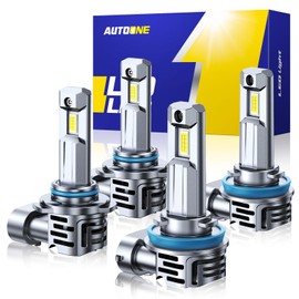 AUTOONE H11 9005 Bulbs 1:1 Mini Size, 900% Brightness H8/H9/H16 HB3 Combo Fog Lights with Cooling Fan, IP68, Pack of 4