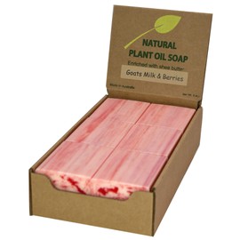 Simple Scents Australia Goats Milk and Berries Scented Natural Soap Bars (12 Bars), 3.5oz Moisturizing French Triple Milled Soap Bars Enriched with Shea Butter - Pure Plant Oil Bath & Body Soap Bars