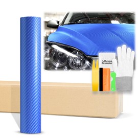60"x60" (5FTx5FT) Sky Blue 4D Carbon Fiber Textured Semi Gloss Vinyl Wrap Auto Car Sticker Decal Film Sheet Bubble Free Air Release Technology with Tool Kit