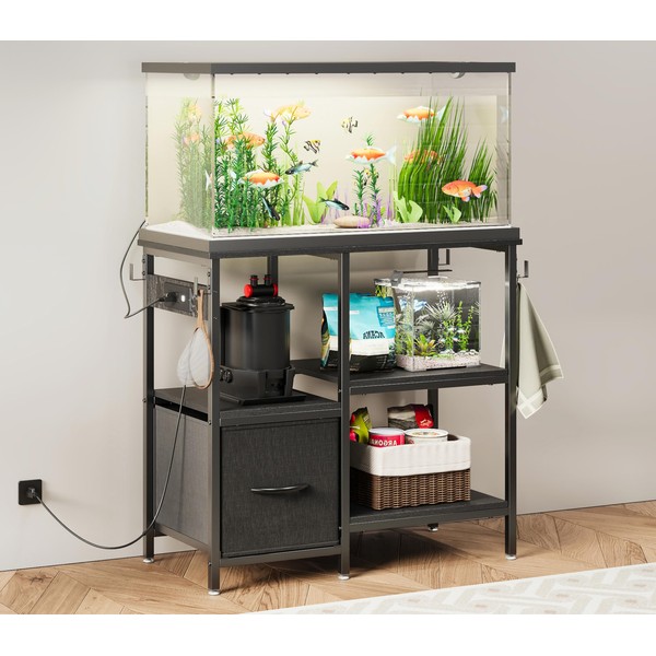 NEWVOME 10,20,29 Gallon Fish Tank Stand with Power Outlet &