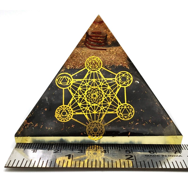 NewAgeHealings Shungite Crystal Orgonite Pyramids with 7 Chakra Metatron Cube