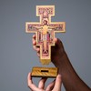 Intercession San Damiano Standing Wood Cross Crucifix