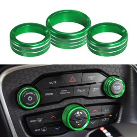 3PCS Air Conditioner Switch Button Knob Cover, Aluminum Alloy A/C Decal Trim Rings, Car Interior Decor Accessories AC Climate Control Knob Outer Ring Replacement for Dodge Challenger Durango 2015-2022