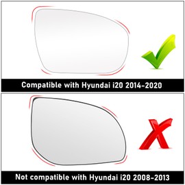 TTCR-II Ersatzspiegel Kompatibel mit Hyundai i20 Spiegelglas Beheizbar 2014 2015 2016 2017 2018 2019 2020, Fahrerseite Ersatz Rückspiegel Glas Ohne Kabel Hyundai i20 Außenspiegel Glas-(Rechts)