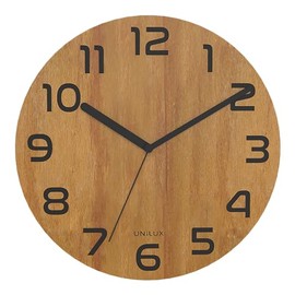 Unilux Bali Palma Modern Wall Clock Bamboo Dial 30 cm No Ticking